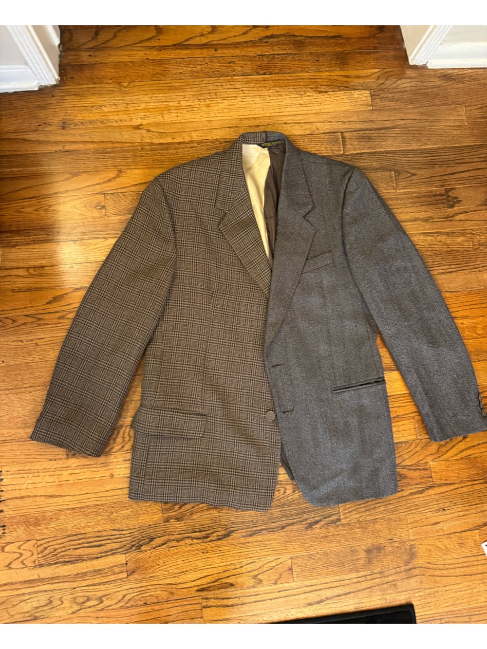 Vintage Two Tone Brown Gray Oversized Reworked Blazer Havre Studios Style